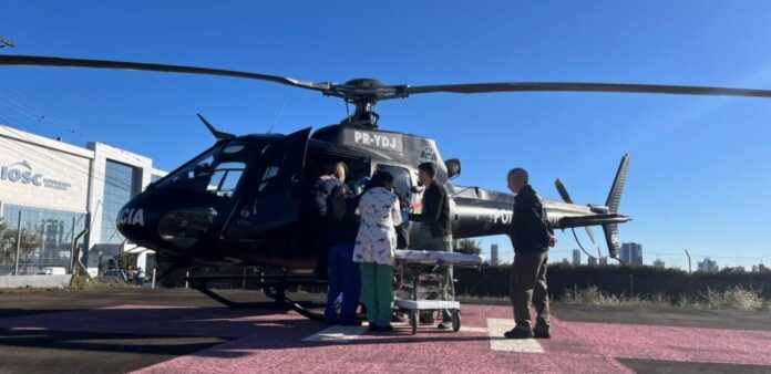 Aeronave da Polícia Civil transfere criança após atropelamento