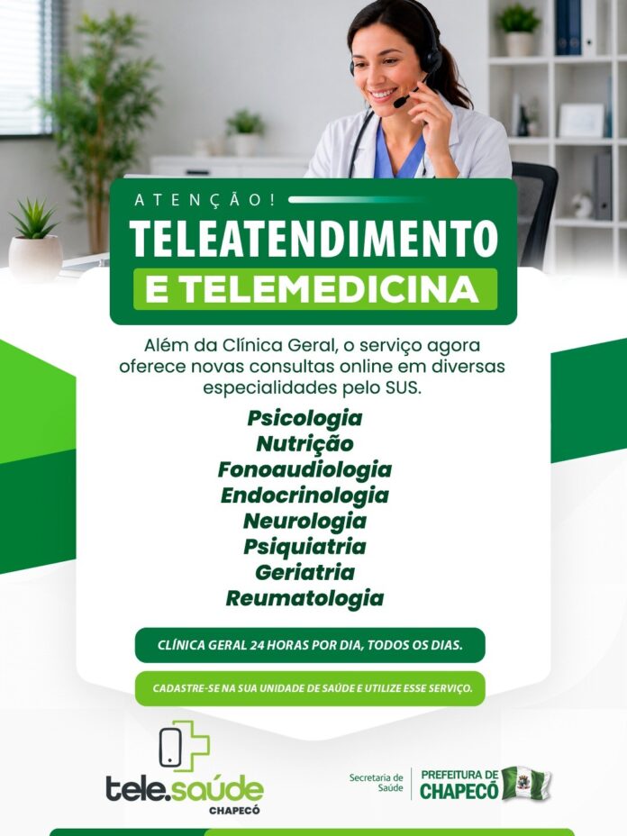 Chapecó amplia telemedicina com novas especialidades pelo SUS